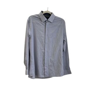 Tom Baine Button Down Shirt Mens Large Slim Fit Long sleeve Blue Grey EUC